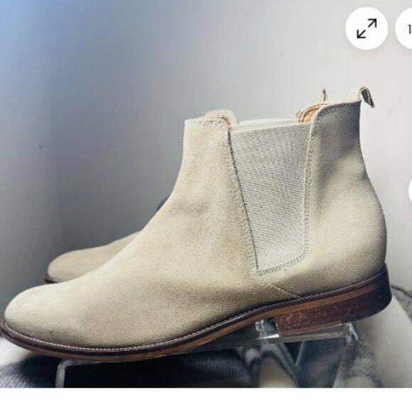 ALDO Mens Chelsea Boot Taupe Beige Suede Leather Sz 12 ALDOs Made In Europe - Picture 3 of 9
